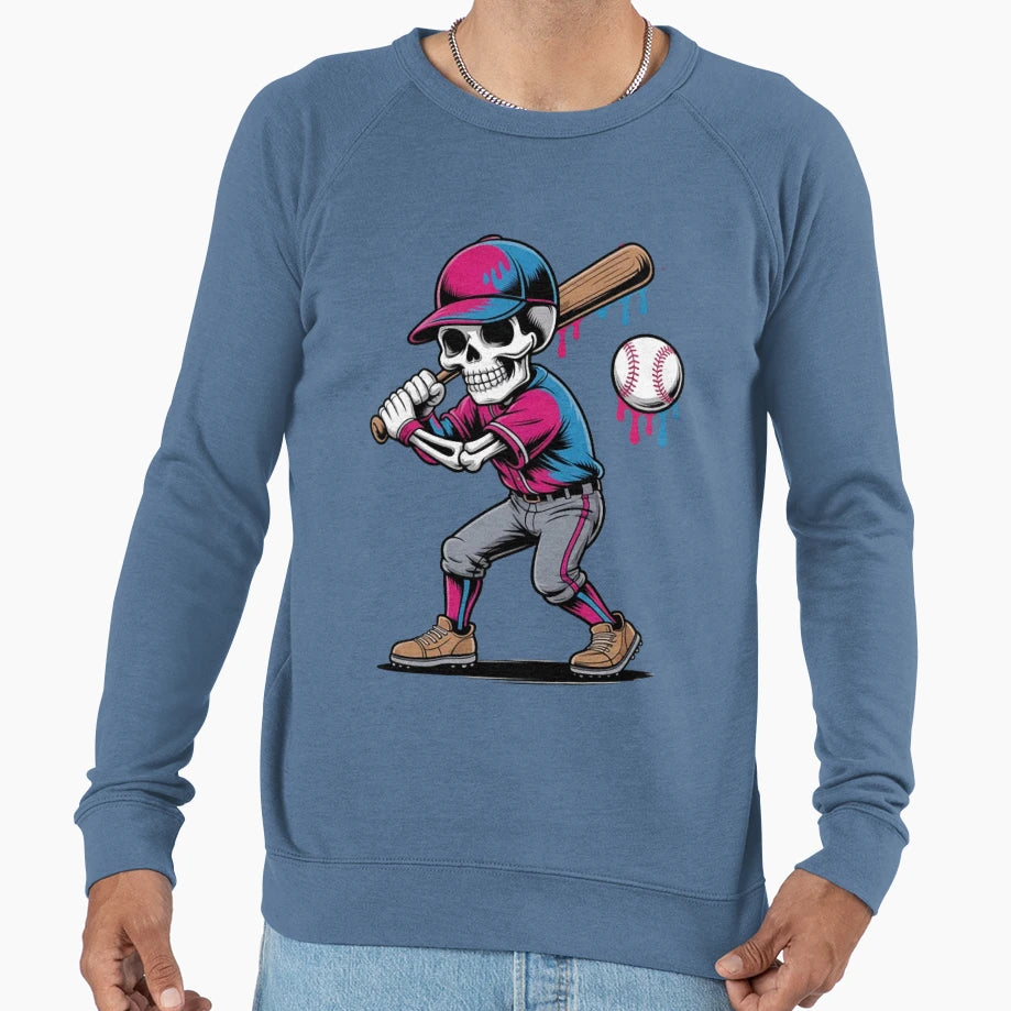 Baseball Skeleton Ice Cream Drip Sweatshirt - Novelty Apparel for Adults - T-Shirt, Sweatshirt, Hoodie