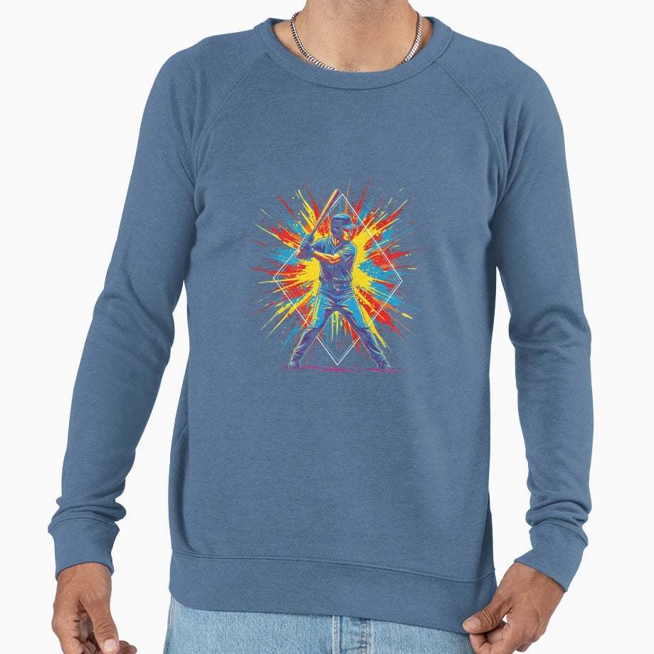 Colorful Splash Baseball Batter Swing Sweatshirt - Trendy Graphic Unisex - T-Shirt, Sweatshirt, Hoodie