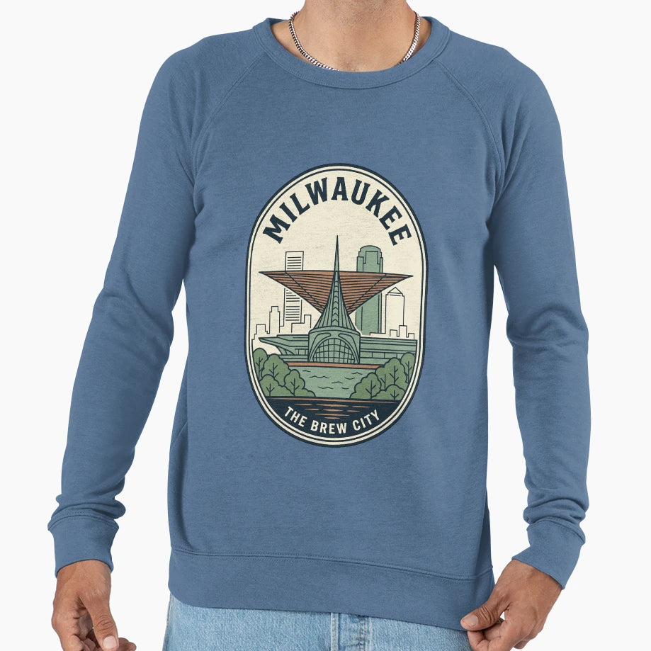 Milwaukee Brew City Skyline Badge Sweatshirt - Streetwear Style Unisex - T-Shirt, Sweatshirt, Hoodie