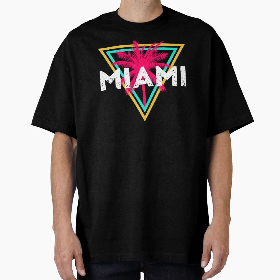 Miami 80S Palm Tree T-Shirt - Unique Graphic Men Women - T-Shirt, Sweatshirt, Hoodie