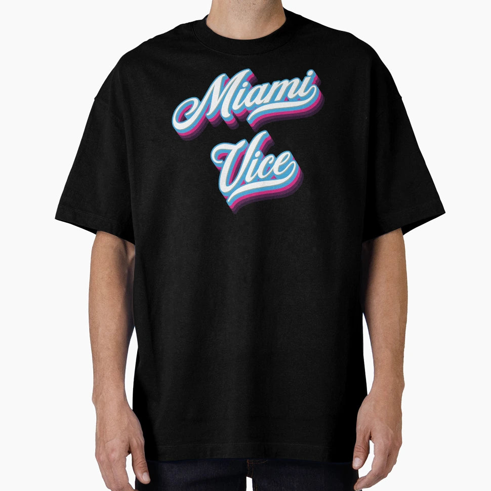 Miami Vice 80S Typography T-Shirt - Unique Graphic Men Women - T-Shirt, Sweatshirt, Hoodie