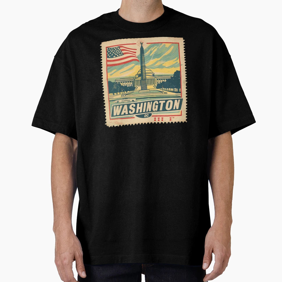 Washington Dc Landmark Stamp T-Shirt - Graphic Print Unisex - T-Shirt, Sweatshirt, Hoodie