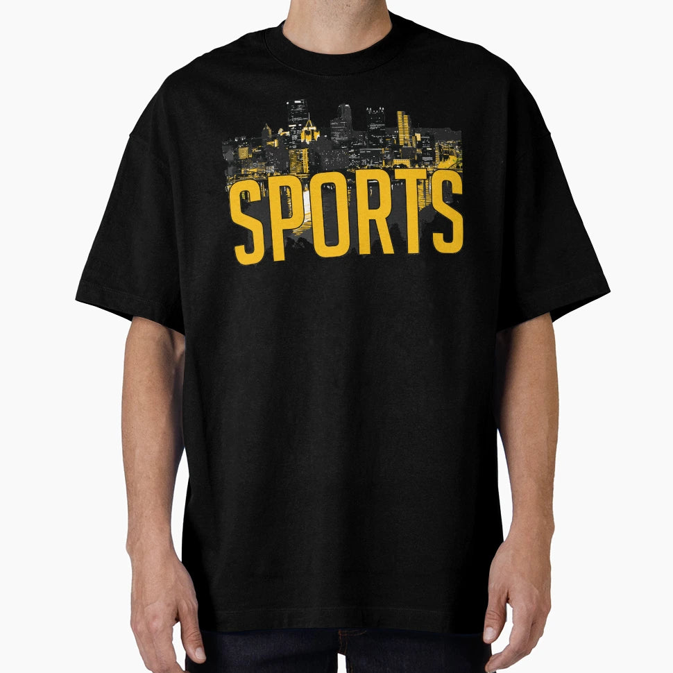 Pittsburgh Sports Skyline Black And T-Shirt - Minimalist Print Unisex - T-Shirt, Sweatshirt, Hoodie