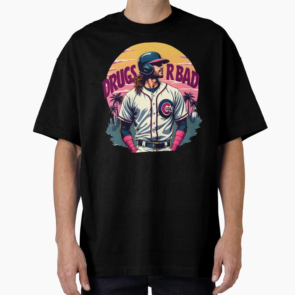 Drugs R Bad Baseball Champion Desing T-Shirt - Graphic Print for Adults - T-Shirt, Sweatshirt, Hoodie