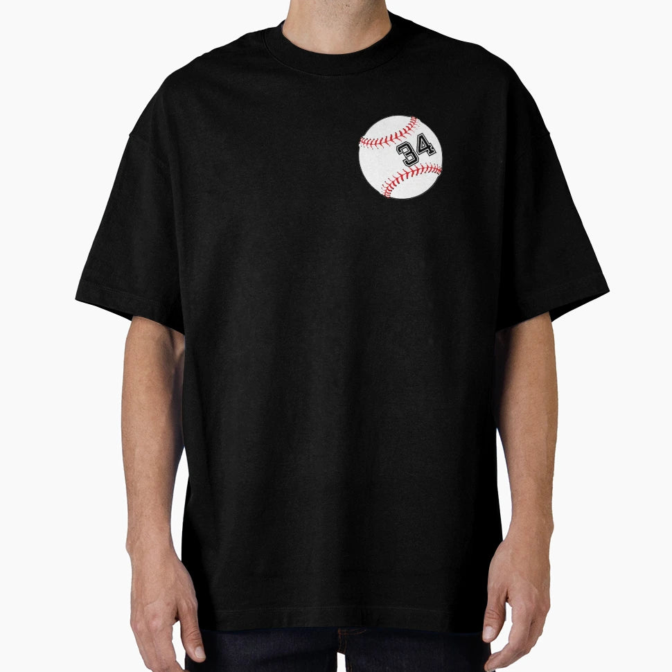 Baseball Player Jersey No 34 Back T-Shirt - Custom Art Print for Adults - T-Shirt, Sweatshirt, Hoodie