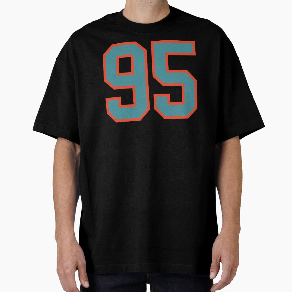95 Number Aqua Orange Lucky Sports T-Shirt - Custom Art Print for Adults - T-Shirt, Sweatshirt, Hoodie