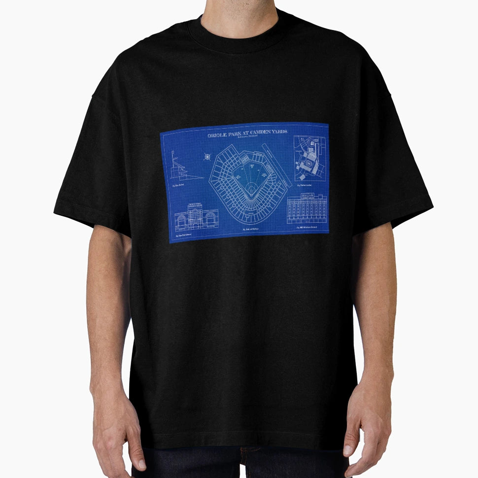 Oriole Park Camden Yards Blueprint T-Shirt - Novelty Apparel Men Women - T-Shirt, Sweatshirt, Hoodie