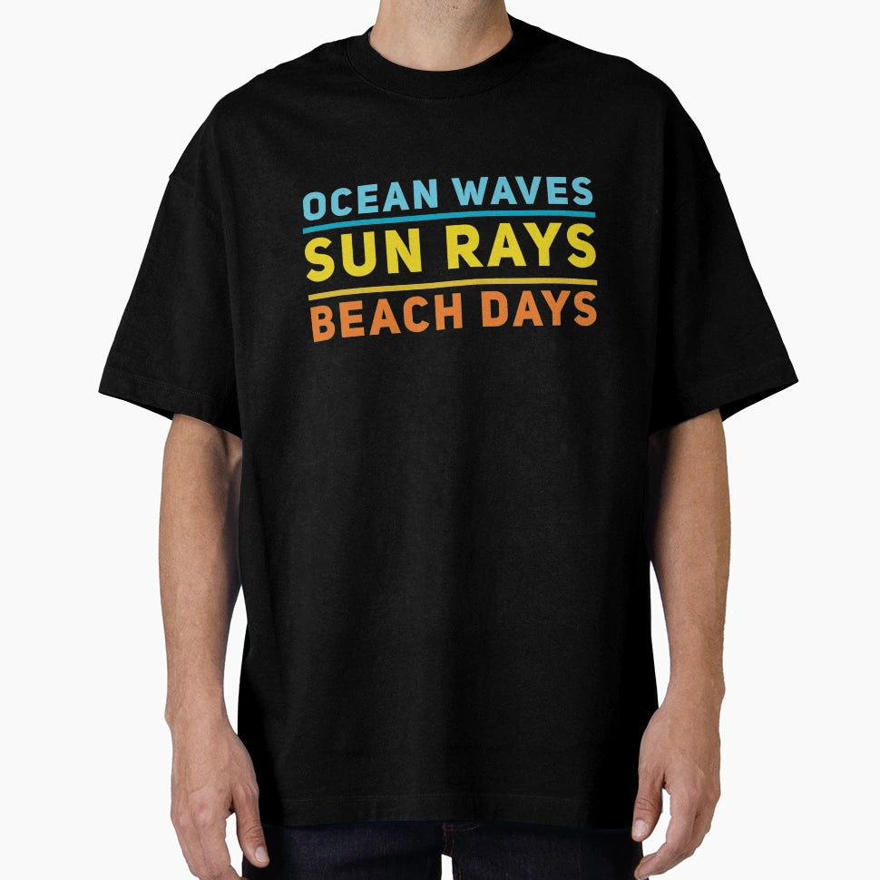 Ocean Waves Sun Rays Beach Days T-Shirt - Minimalist Print Men Women - T-Shirt, Sweatshirt, Hoodie
