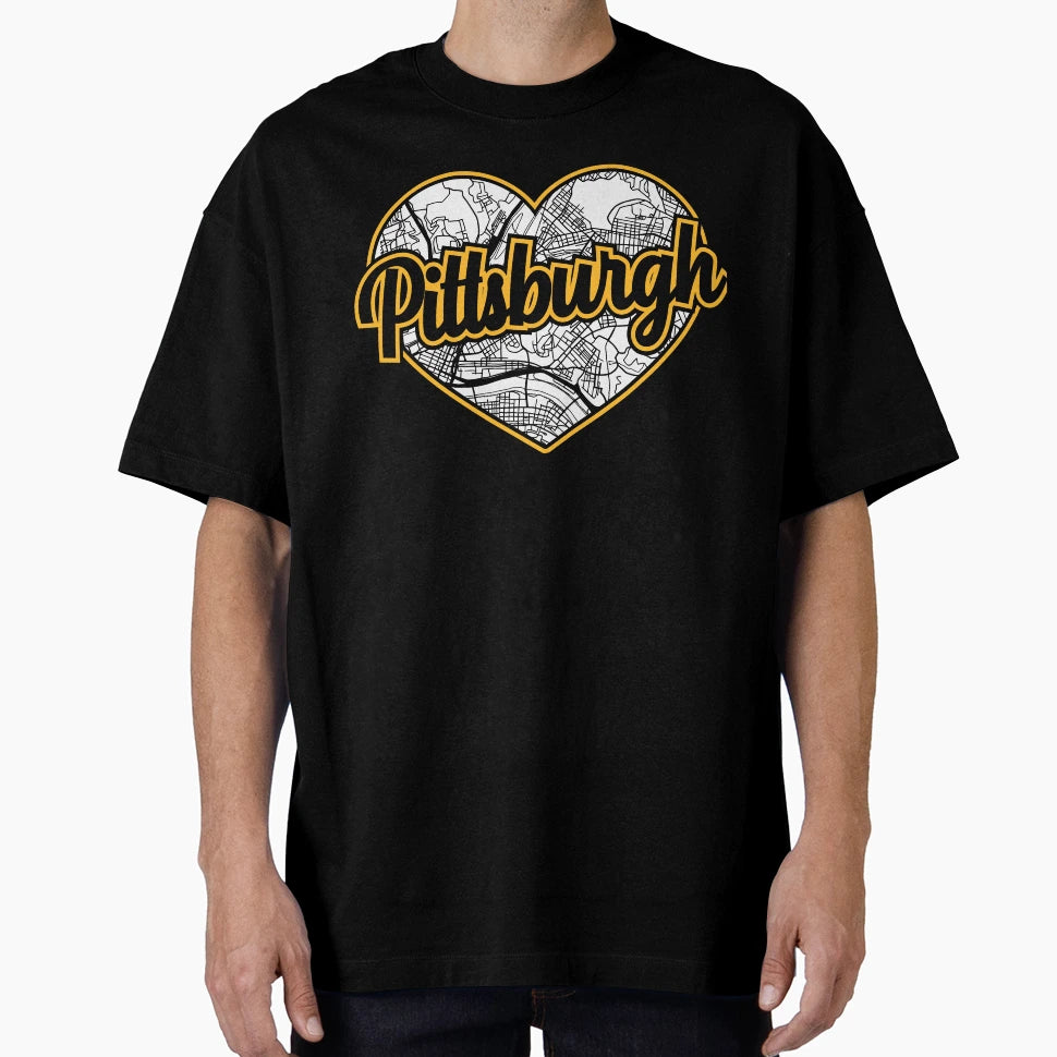 Love Pittsburgh Sports Heart City Map T-Shirt - Novelty Apparel Men Women - T-Shirt, Sweatshirt, Hoodie