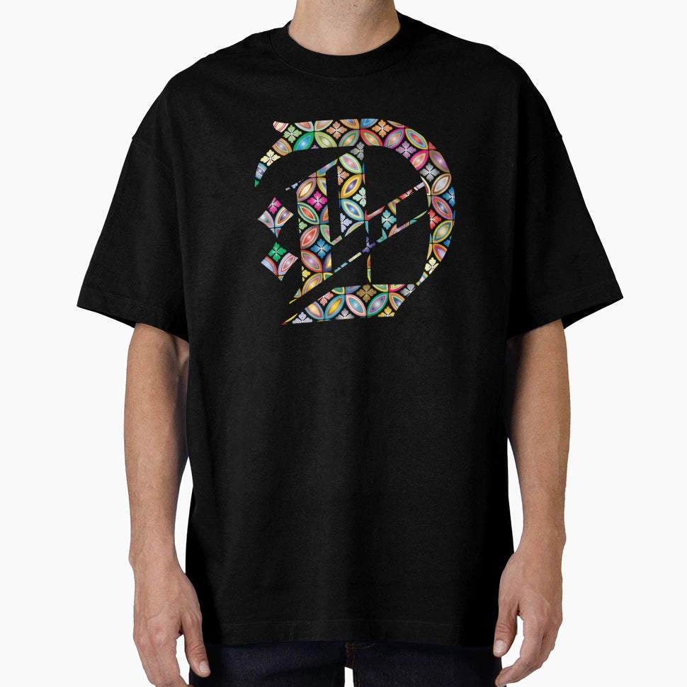 Multi Metallic Colored Floral Letter D T-Shirt - Fun Novelty Design Unisex - T-Shirt, Sweatshirt, Hoodie