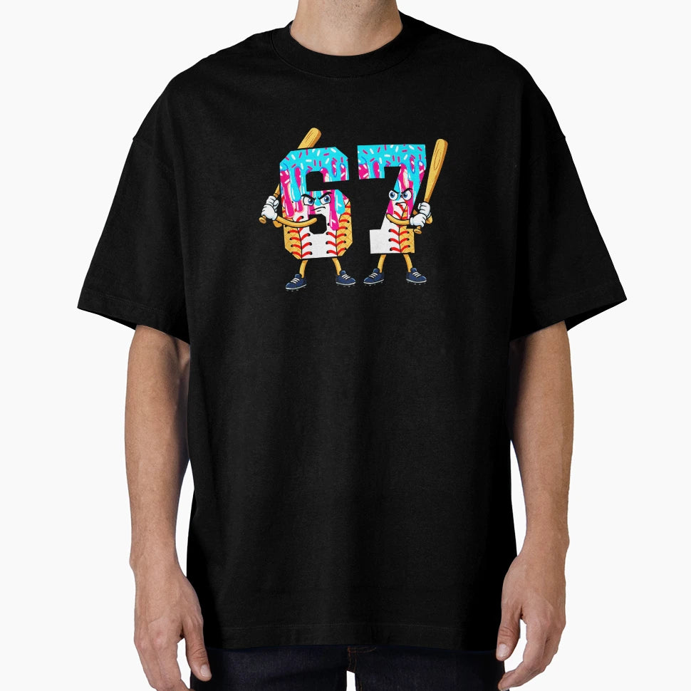 67 Baseball Ice Cream Drip Player T-Shirt - Streetwear Style Men Women - T-Shirt, Sweatshirt, Hoodie