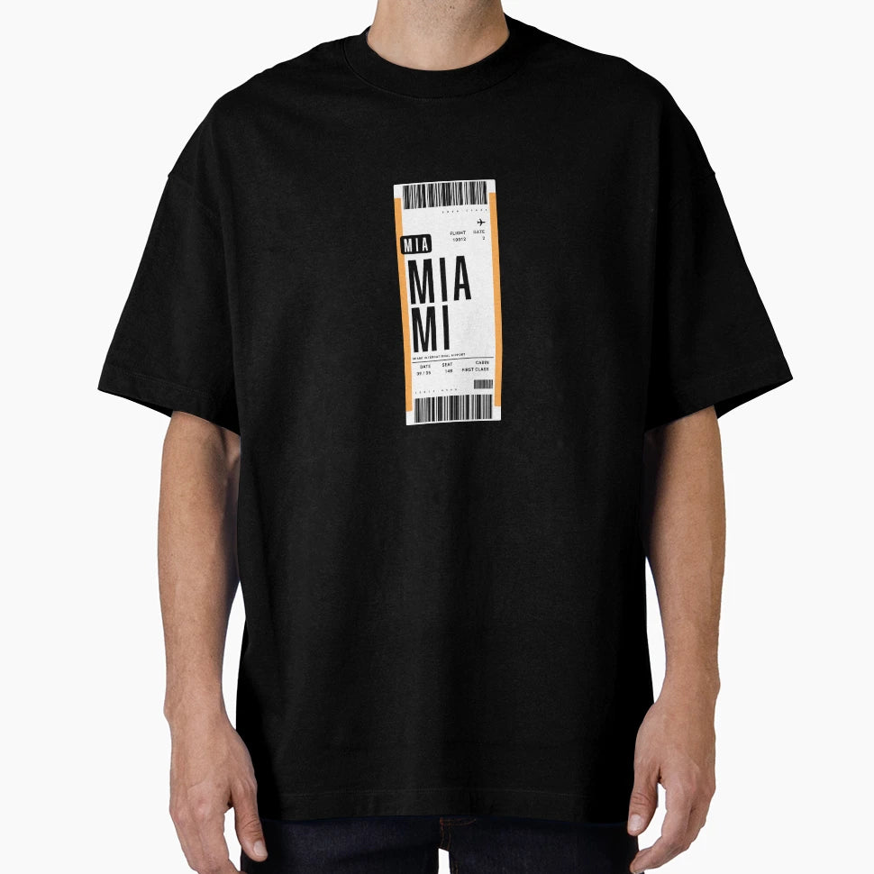 Miami Boarding Pass Plane Ticket T-Shirt - Novelty Apparel Men Women - T-Shirt, Sweatshirt, Hoodie
