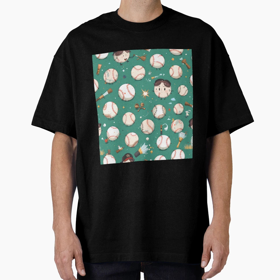 Baseball Charm Artwork Sports Pattern T-Shirt - Novelty Apparel Unisex - T-Shirt, Sweatshirt, Hoodie
