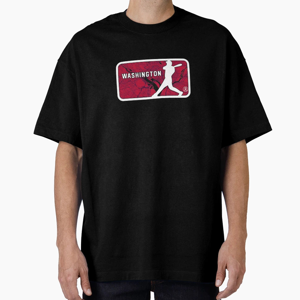 Washington Baseball Player Street Map T-Shirt - Minimalist Print for Adults - T-Shirt, Sweatshirt, Hoodie