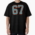 67 Number Aqua Orange Lucky Sports T-Shirt - Minimalist Print for Adults - T-Shirt, Sweatshirt, Hoodie