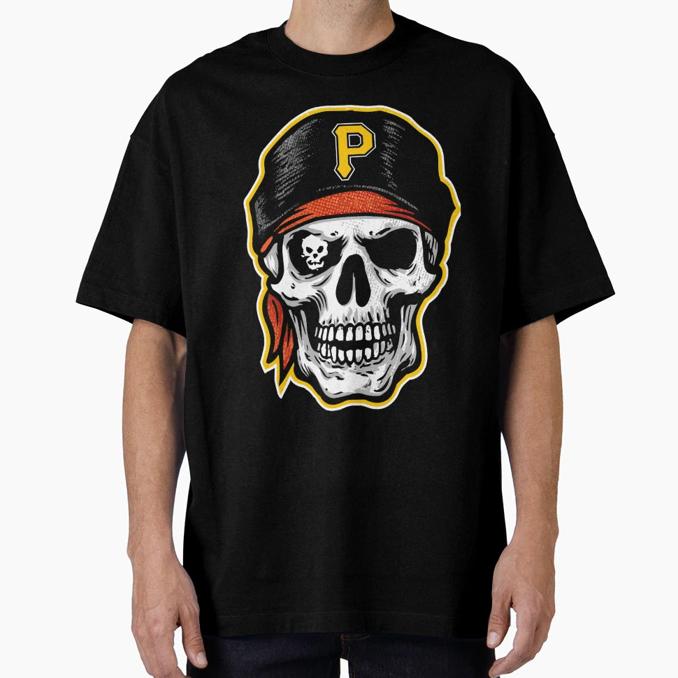 Cartoon Pirate Skull Eyepatch And Black T-Shirt - Streetwear Style Unisex - T-Shirt, Sweatshirt, Hoodie