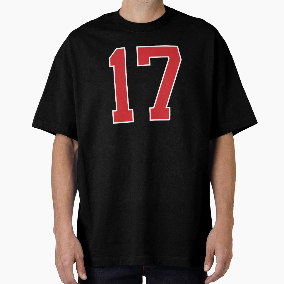 Sports Number 17 Red Black Color T-Shirt - Casual Everyday Wear for Adults - T-Shirt, Sweatshirt, Hoodie