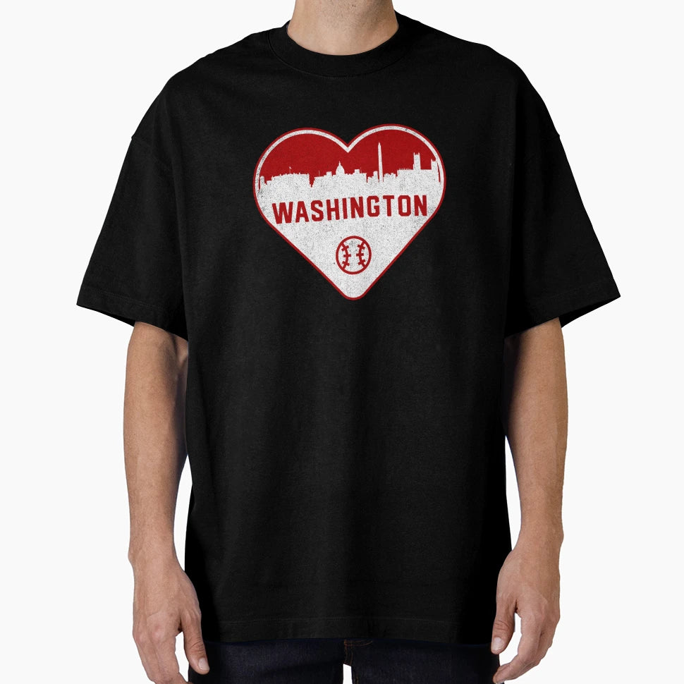 I Love Washington Baseball Heart Dc City T-Shirt - Unique Graphic Unisex - T-Shirt, Sweatshirt, Hoodie
