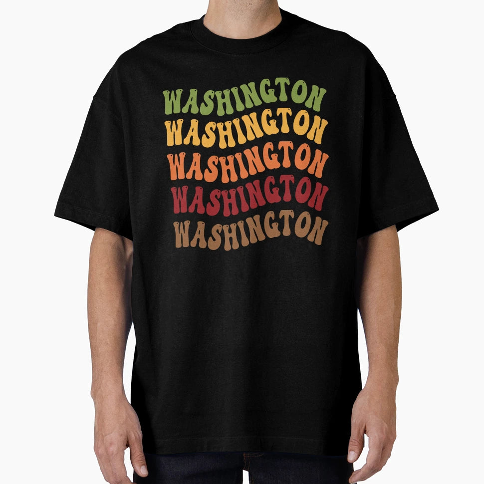 Washington Groovy Wavy Text T-Shirt - Graphic Print Unisex - T-Shirt, Sweatshirt, Hoodie
