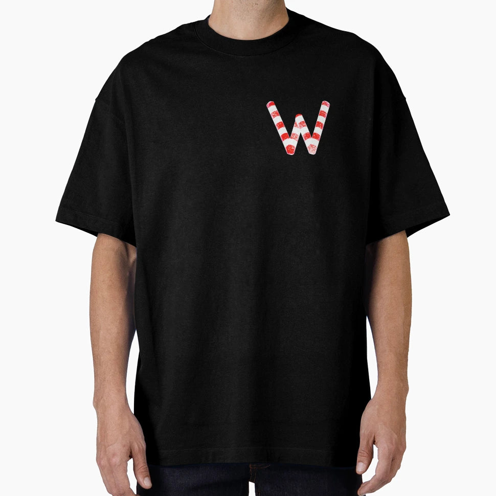 Candy Cane Letter W Capital T-Shirt - Graphic Print Men Women - T-Shirt, Sweatshirt, Hoodie