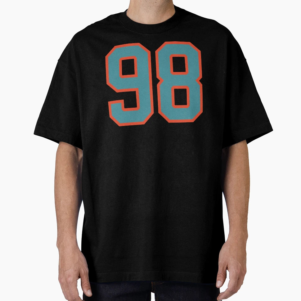 98 Number Aqua Orange Lucky Sports T-Shirt - Custom Art Print for Adults - T-Shirt, Sweatshirt, Hoodie