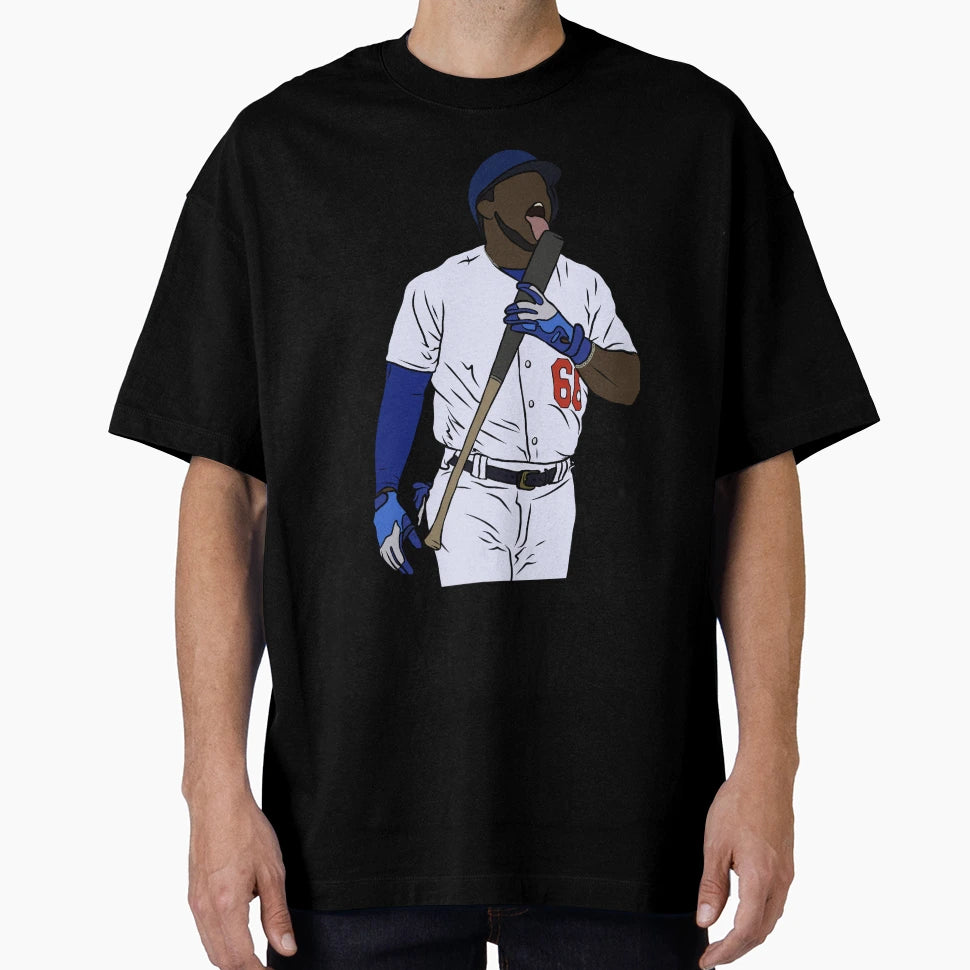 Yasiel Puig Licks Bat T-Shirt - Aesthetic Graphic Unisex - T-Shirt, Sweatshirt, Hoodie