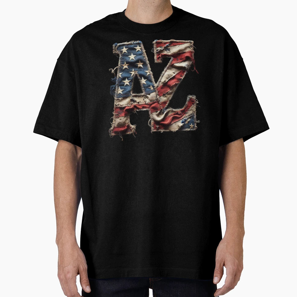 Worn Patriotic Letters Az Arizona T-Shirt - Casual Everyday Wear Men Women - T-Shirt, Sweatshirt, Hoodie