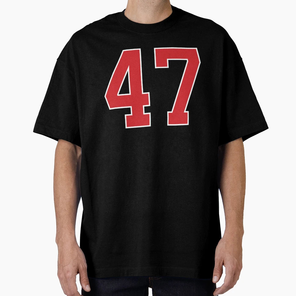 Sports Number 47 Red Black Color T-Shirt - Novelty Apparel for Adults - T-Shirt, Sweatshirt, Hoodie