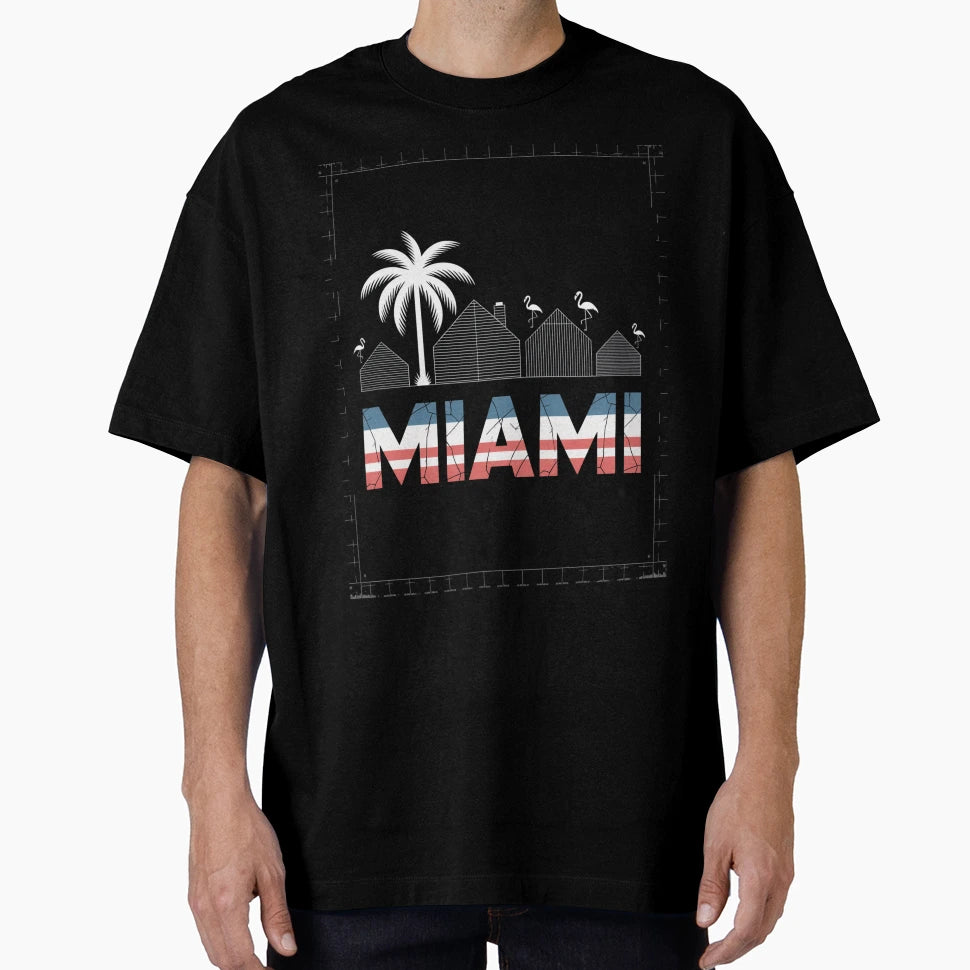 Miami Usa Flag Colors T-Shirt - Trendy Graphic Men Women - T-Shirt, Sweatshirt, Hoodie
