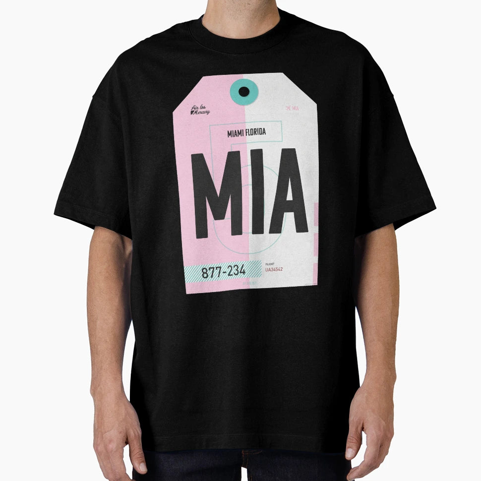 Miami Luggage Tag T-Shirt - Trendy Graphic for Adults - T-Shirt, Sweatshirt, Hoodie