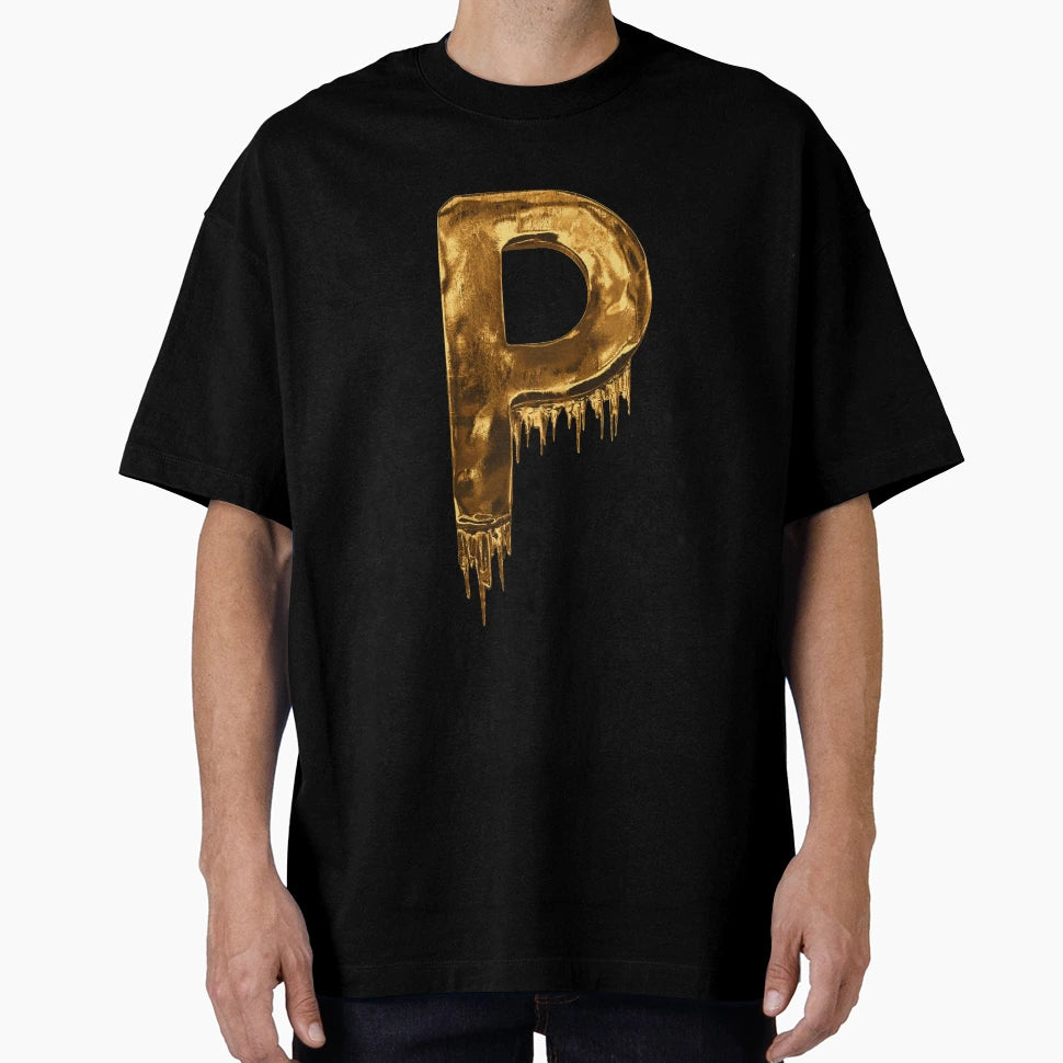 Gold Letter P T-Shirt - Streetwear Style Unisex - T-Shirt, Sweatshirt, Hoodie