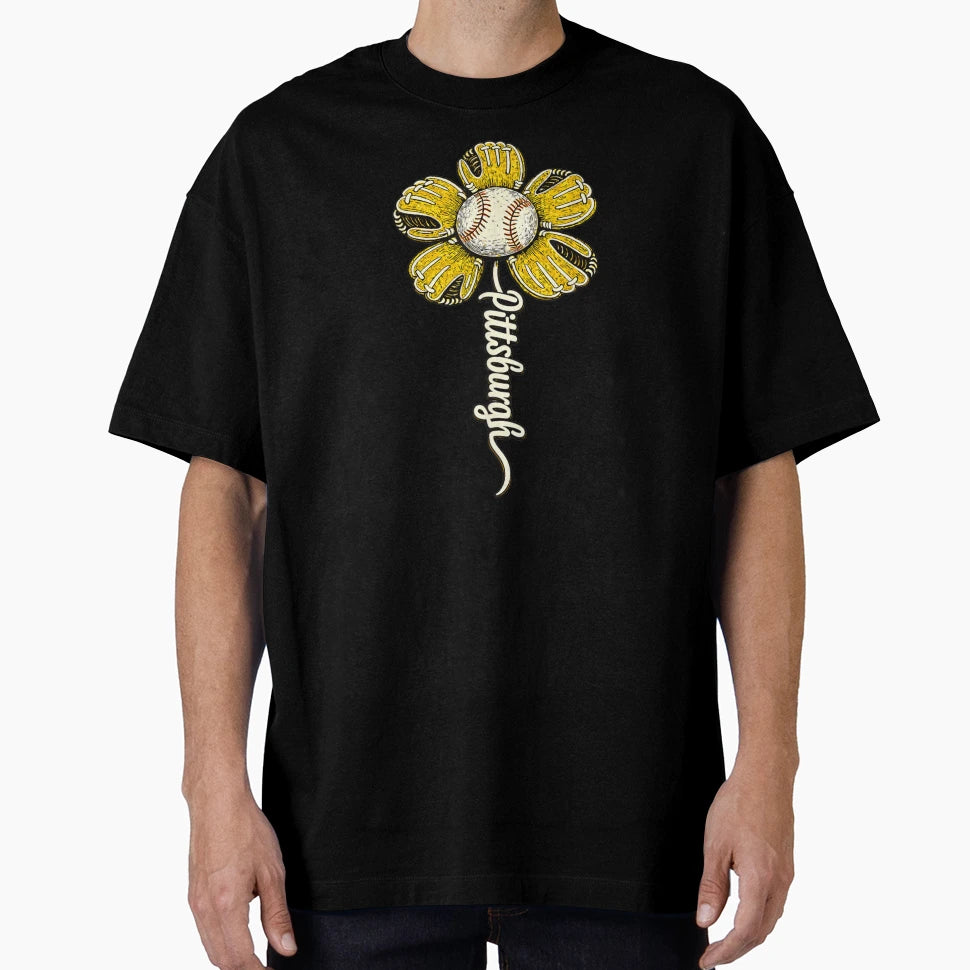 Pittsburgh Baseball Yellow Flower T-Shirt - Novelty Apparel for Adults - T-Shirt, Sweatshirt, Hoodie