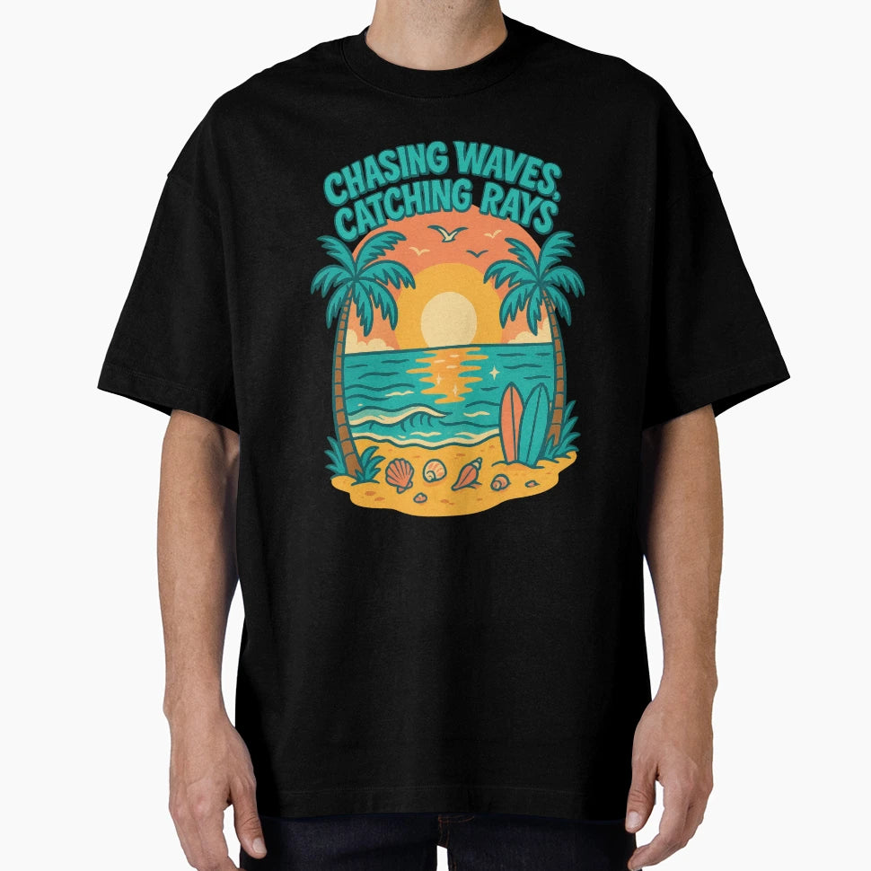 Chasing Waves Catching Rays Beach Surf T-Shirt - Unique Graphic Unisex - T-Shirt, Sweatshirt, Hoodie