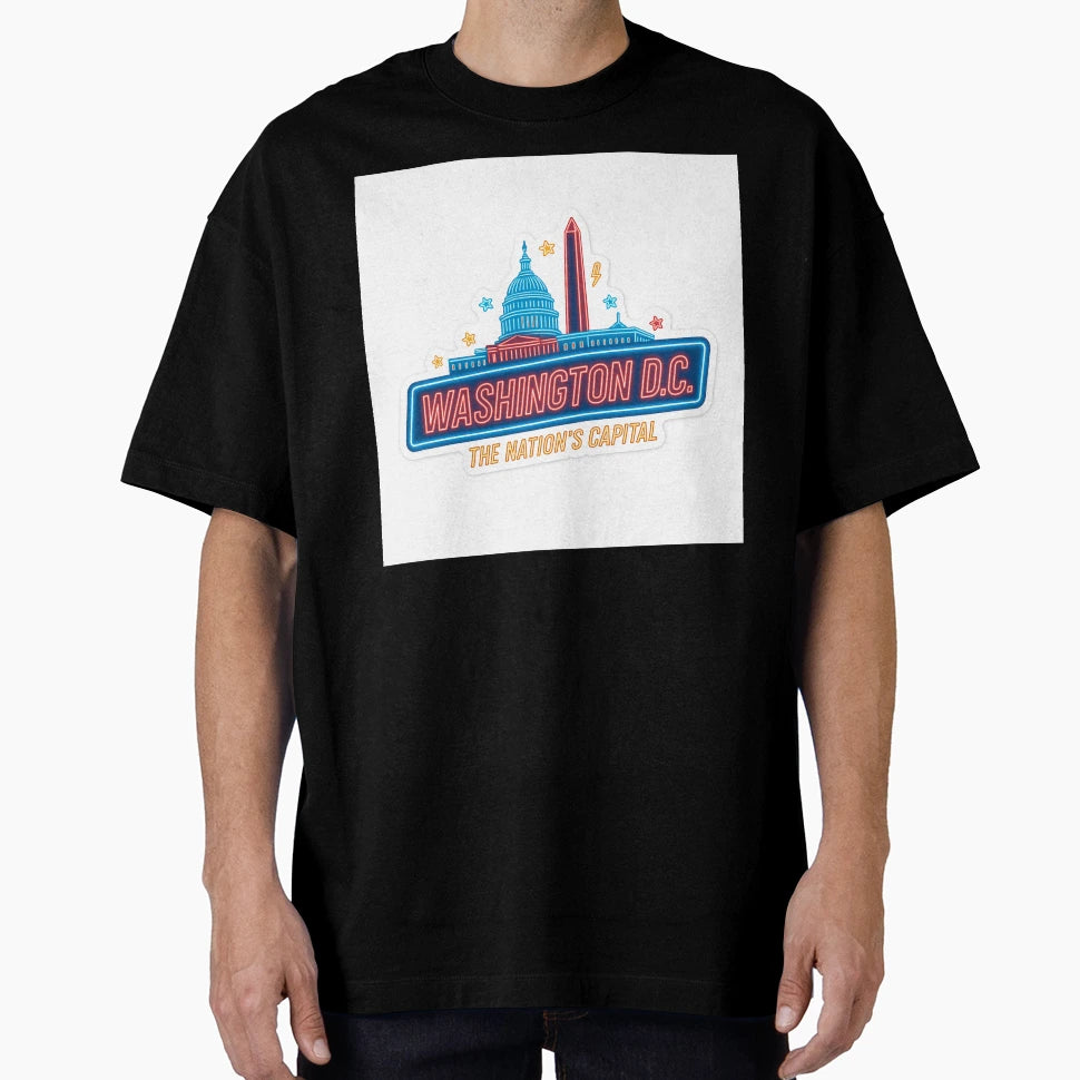 Washington D C Neon Nations T-Shirt - Fun Novelty Design for Adults - T-Shirt, Sweatshirt, Hoodie