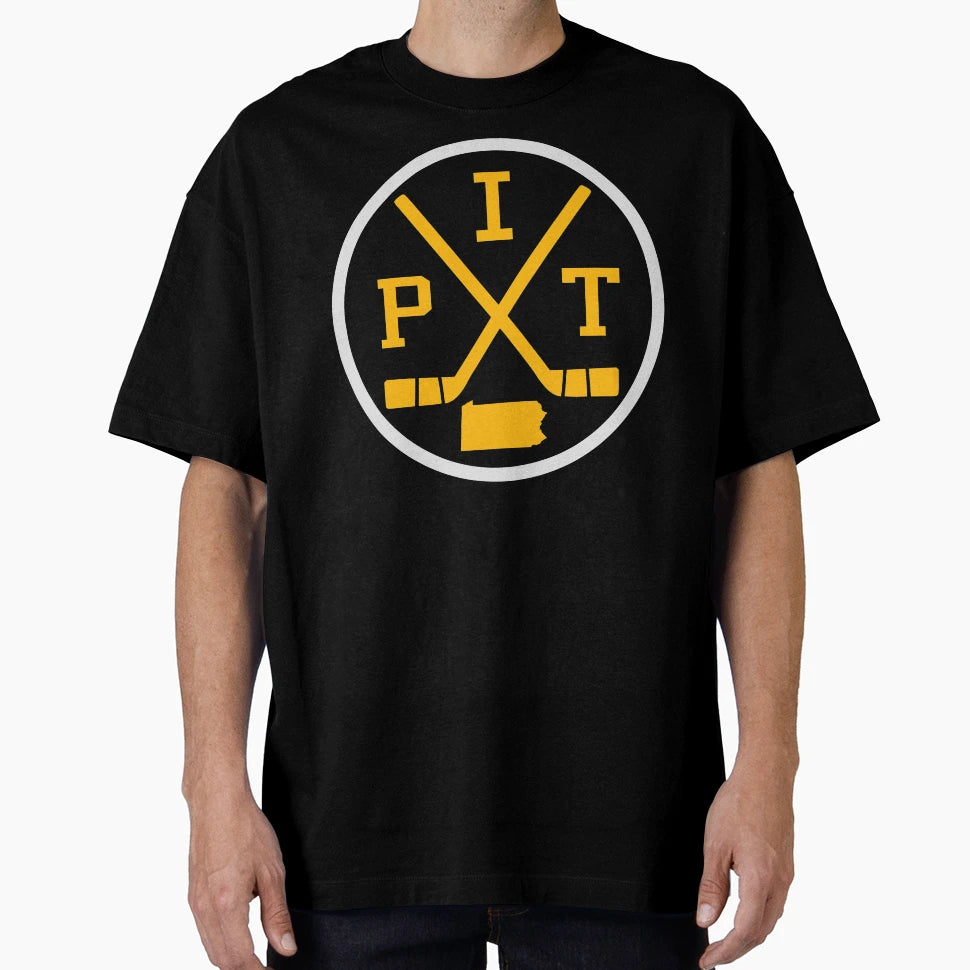 Pittsburgh Hockey Emblem Pit T-Shirt - Fun Novelty Design Men Women - T-Shirt, Sweatshirt, Hoodie