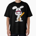 Bunny Playing Baseball Happy Easter T-Shirt - Novelty Apparel for Adults - T-Shirt, Sweatshirt, Hoodie