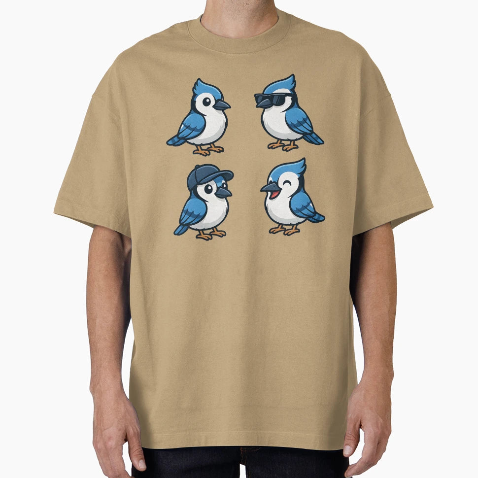 Blue Jay Pack Bird Shades Cap Sass Vector T-Shirt - Trendy Graphic Unisex - T-Shirt, Sweatshirt, Hoodie