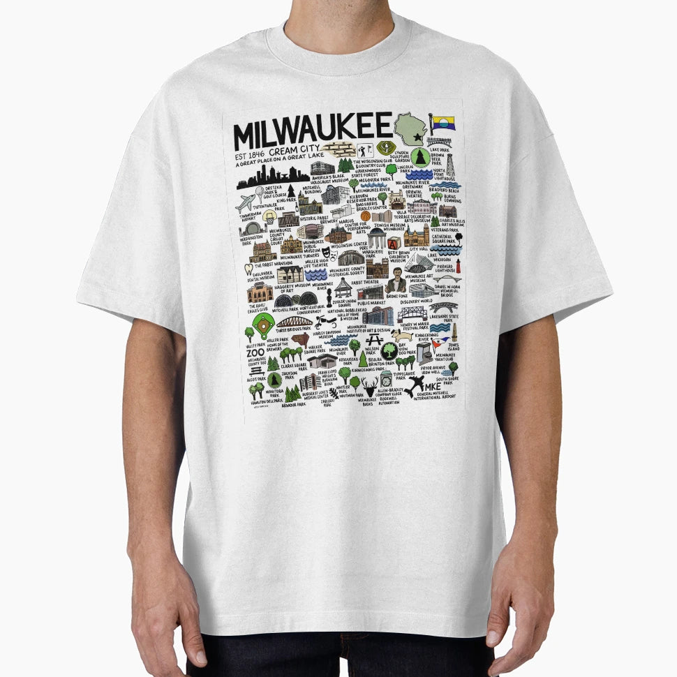 Milwaukee Map T-Shirt - Fun Novelty Design Unisex - T-Shirt, Sweatshirt, Hoodie