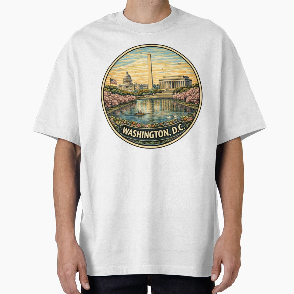 Washington Dc Travel Badge T-Shirt - Graphic Print Unisex - T-Shirt, Sweatshirt, Hoodie