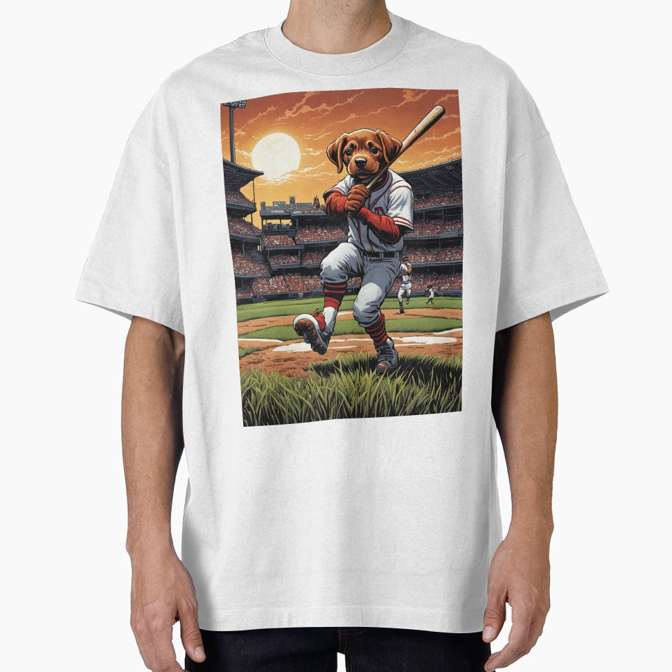 Puppy Playing Baseball T-Shirt - Aesthetic Graphic Unisex - T-Shirt, Sweatshirt, Hoodie