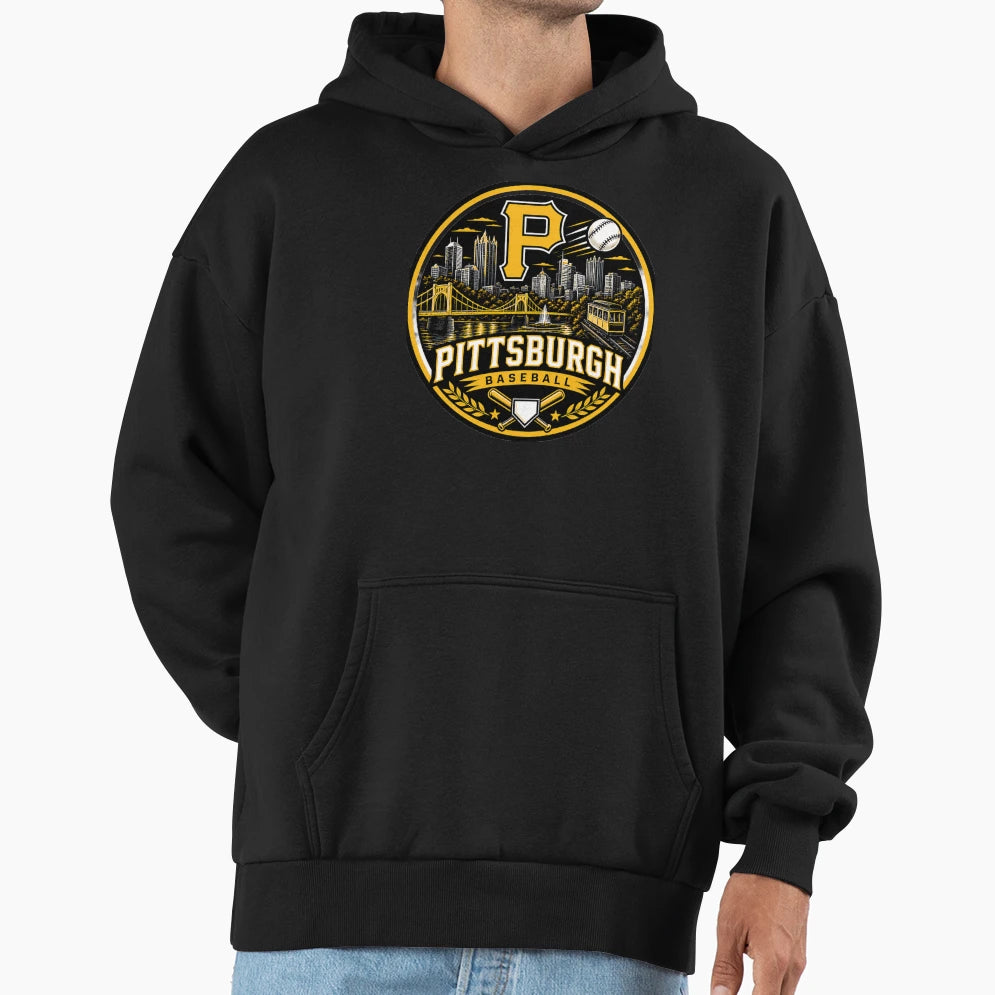 Pittsburgh Baseball City Logo Bridge T-Shirt - Streetwear Style Men Women - T-Shirt, Sweatshirt, Hoodie