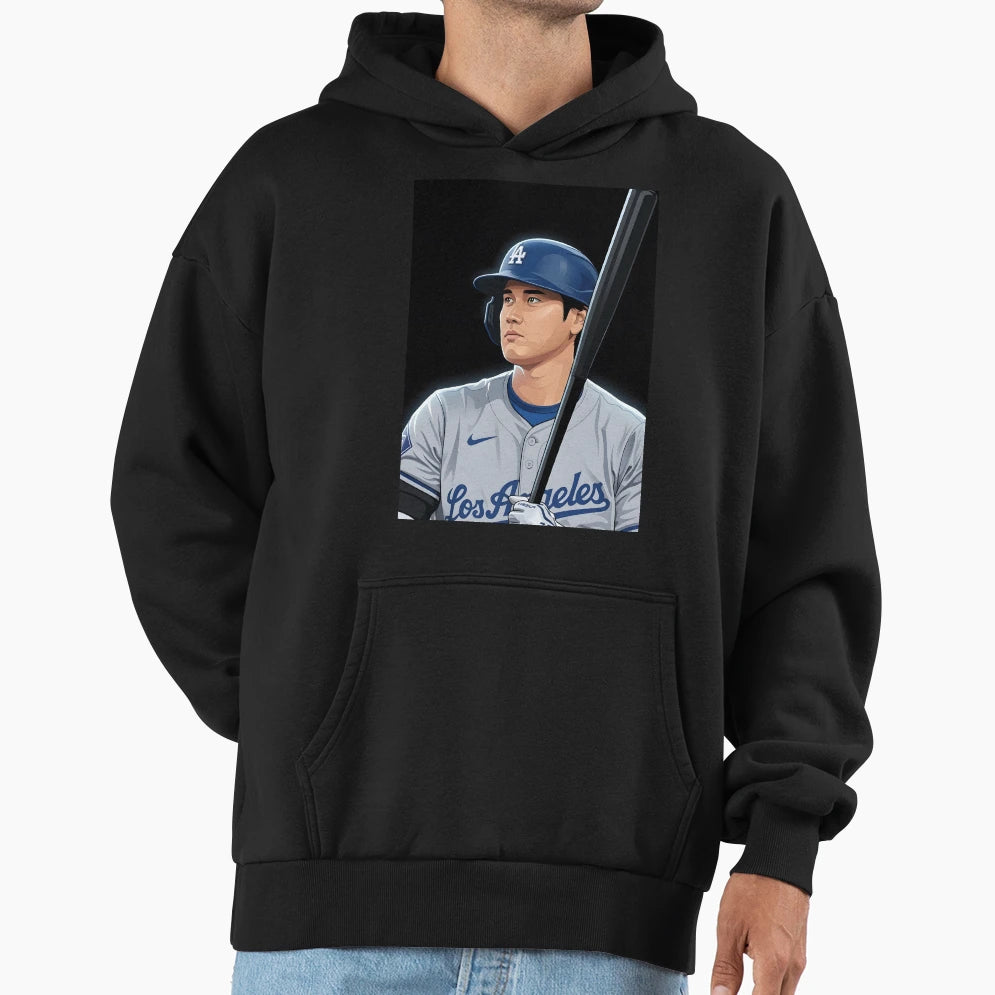 Shohei Ohtani Vector Illustration Hoodie - Unique Graphic for Adults - T-Shirt, Sweatshirt, Hoodie