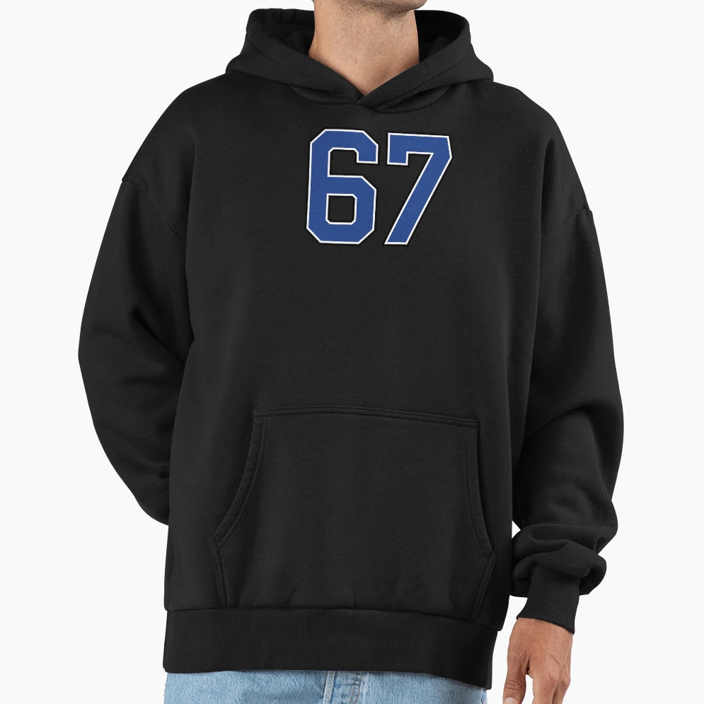 Number 67 Lucky Sports Jersey Hoodie - Casual Everyday Wear for Adults - T-Shirt, Sweatshirt, Hoodie