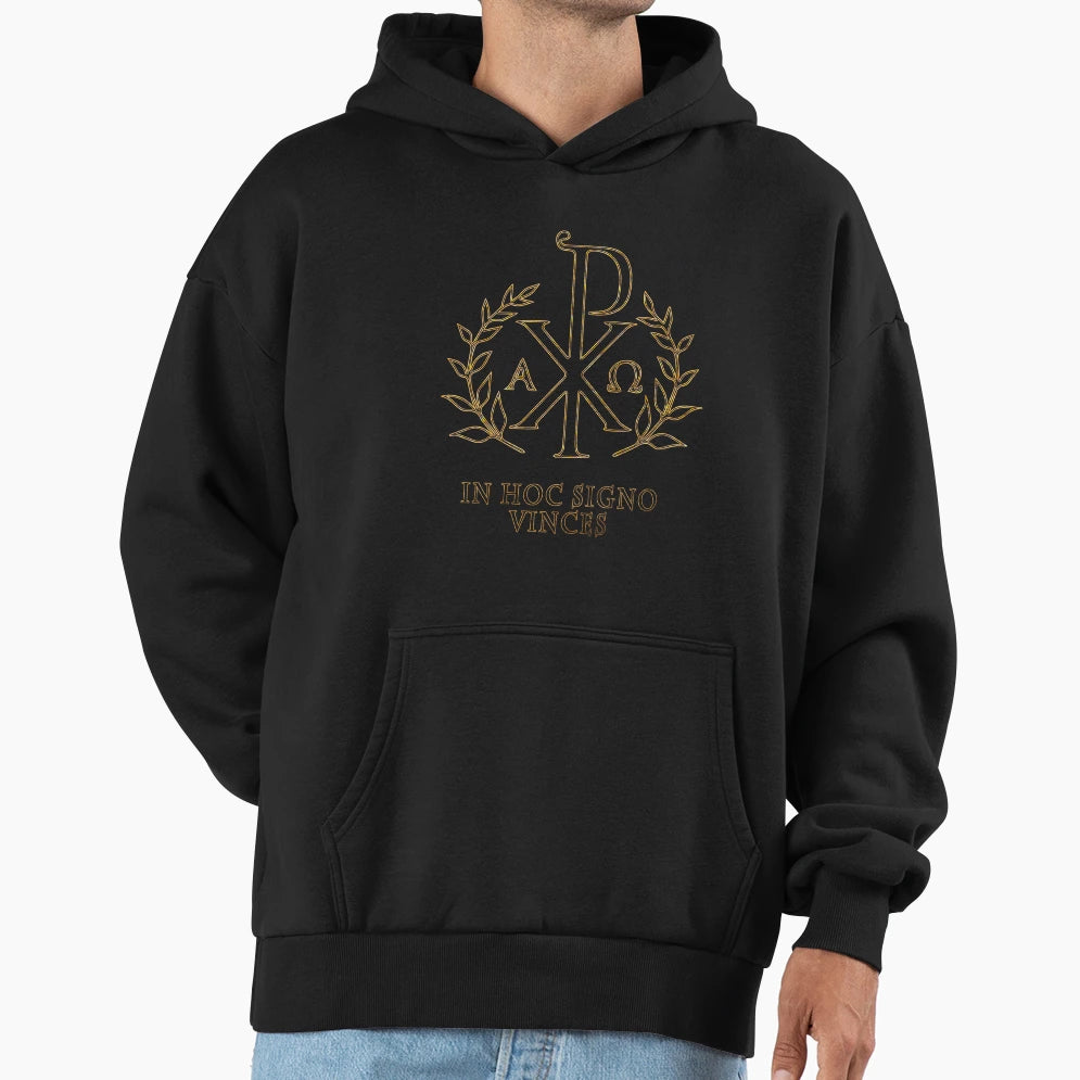Hoc Signo Vinces Christogram Hoodie - Casual Everyday Wear Men Women - T-Shirt, Sweatshirt, Hoodie