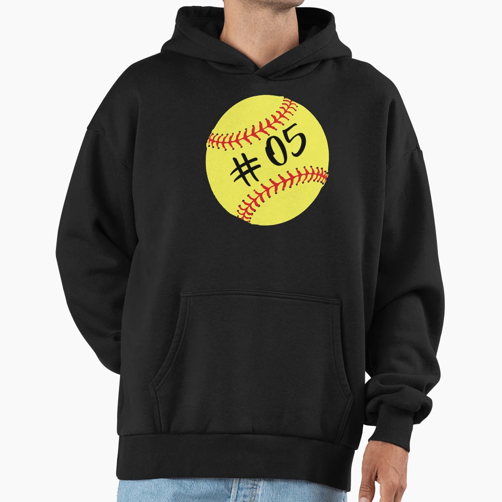 Softball Player Back No Number 05 05 Hoodie - Streetwear Style for Adults - T-Shirt, Sweatshirt, Hoodie