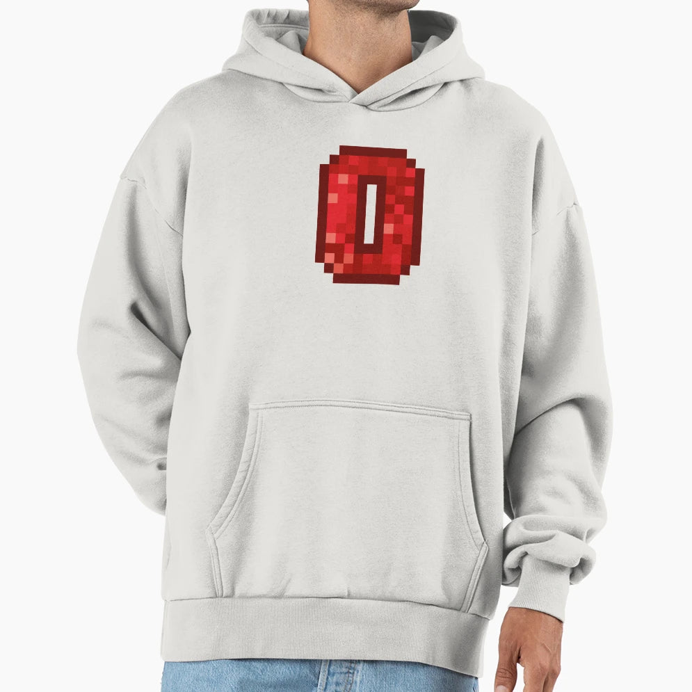 Letter Art Red Pixel Pattern O Hoodie - Minimalist Print for Adults - T-Shirt, Sweatshirt, Hoodie