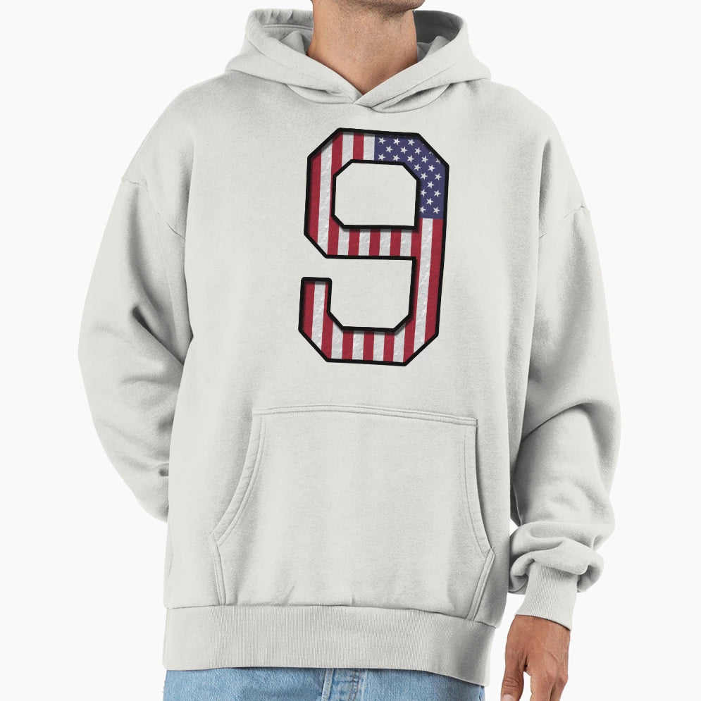 9 Usa Number Sports 3D Drop Shadow Hoodie - Casual Everyday Wear Unisex - T-Shirt, Sweatshirt, Hoodie