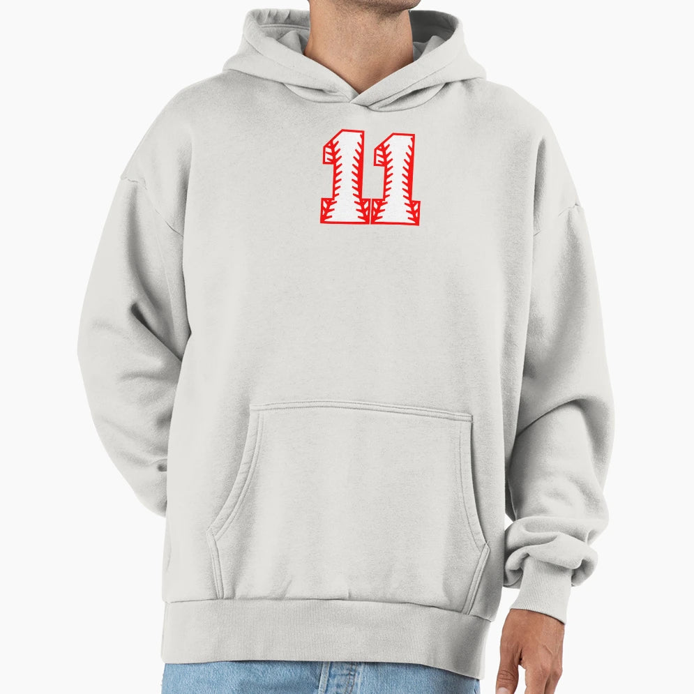 Baseball Number 11 Hoodie - Trendy Graphic for Adults - T-Shirt, Sweatshirt, Hoodie
