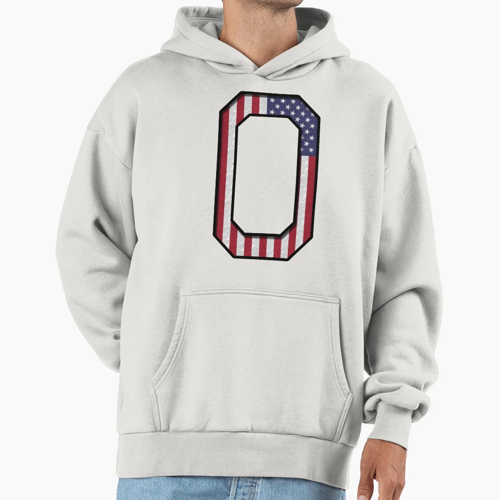 0 Usa Number Sports 3D Drop Shadow Hoodie - Casual Everyday Wear Men Women - T-Shirt, Sweatshirt, Hoodie