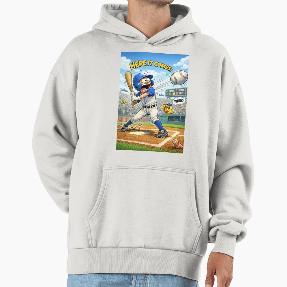 Here It Comes Moment Before Swing Hoodie - Novelty Apparel for Adults - T-Shirt, Sweatshirt, Hoodie